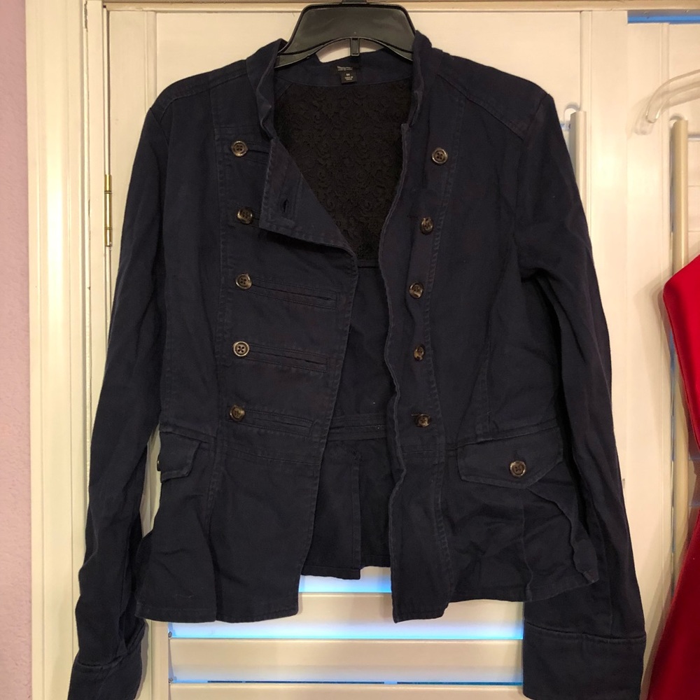 Military style jean jacket